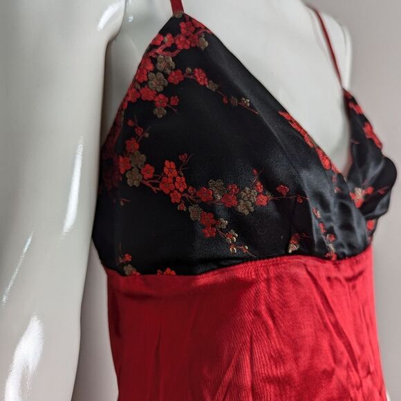 Christian Doucet Vintage 90s Red Satin Maxi Dress Women’s Formal Empire Gown - Picture 7 of 13